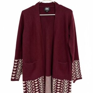 FRYE Geometric Print Open Front Cardigan